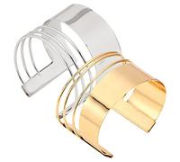 AOKWAWALIY 2 Pièces Bracelet Bijoux Punks Bijoux De Poignet Réglables Manchette Punk Poignets Bijoux Poignet Femme Manchette En Acier Inoxydable Bijoux Femme Alliage