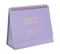 AOKWAWALIY Calendrier de bureau 2026 à rabat avec reliure à double spirale Violet clair 18 x 16 cm