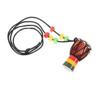 AOKWAWALIY Collier Tambour Africain Miniature En Bois Massif Fait Main Avec Anneaux Métalliques Et Cordes Verticales Pendentif Tambour Djembé Décoration Intérieure Authentique