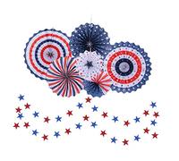 AOKWAWALIY Décor Chaîne Décoration Éventails Pliants De Fête Guirlande Du Jour De L'indépendance De L'amérique Bannière Pour La Fête Bannière à Rayures États-unis Bande Décoration De Table