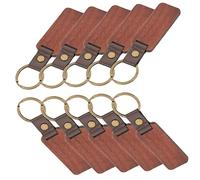 AOKWAWALIY Lot de 10 porte-clés en bois inachevé Porte-clés Accessoires pour la fabrication de porte-clés Porte-clés vierges en cuir Ébauches de porte-clés Bricolage Café, café, 11X2.7cm