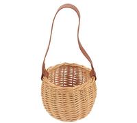 AOKWAWALIY Panier à Main En Osier Panier Pour Enfants Mini Panier De Pâques Panier De Demoiselle D'honneur Rustique Petit Panier De Mariage Panier De Saule Fleuriste Panier De Rangement Cuir