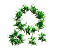 AOKWAWALIY Vêtements Pour Filles 5 Pièces Déguisement Luau Jupe De Fête Luau Jupe Verte Jupe Feuille Hawaïenne Se Réconcilier Banquet Robe De Fête Costumes De Filles