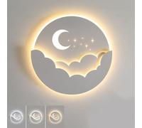 AoLa Applique Lune Lampe Murale Enfant étoile Lune LED 20W 3 température de Couleur 3000K/4000K/6000K Lampe de Chevet Moderne garçon Fille Lampe Murale décorative