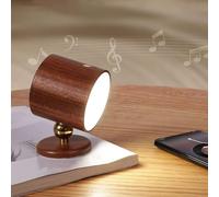 AoLa Applique murale rechargeable en bois avec haut-parleur Bluetooth LED 3 niveaux de luminosité Lampe tactile sans fil Lampe murale ronde pivotante à 360° 2 en 1 Veilleuse magnétique,B