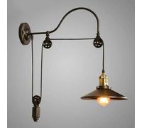 AoLa Applique murale vintage E27 Réglable Lampe Murale industrielle rétro Design de poulie avec câble Métal Lampe à suspendre Lampe de chevet pour chambre à coucher Salon Couloir