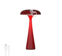 AoLa Champignon LED Lampe De Table Batterie sans Fil Light Bureau Champignon Lampe Acrylique Abat-Jour Touch Dimmable Lampe De Chevet USB Rechargeable Petite Veilleuse pour Chambre Bar Salon,Rouge