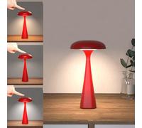 AoLa Lampe de table champignon Applique de table LED rechargeable avec Touch Dimmable 3000K-6000K Mushroom Lampe Lampe de chevet sans fil rechargeable Moderne champignon design déco veilleuse,Rouge