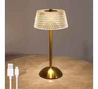 AoLa Lampe de table LED sans fil à intensité variable simple effleurement rechargeable USB avec abat-jour en acrylique Lampe de chevet 3 couleurs commande tactile portable veilleuse