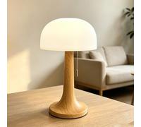 AoLa Lampe de table Pilz lampe de table LED sans fil à batterie 3 températures de couleur interrupteur à tirette rechargeable USB-C lampe de chevet sans fil alimentée par une batterie de 1 200mAh,A