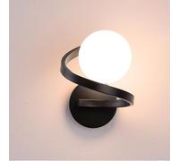 AoLa Luminaire Mural boule Intérieur Applique Murale moderne Spirale Design Boule de verre Éclairage mural Lampes de chevet noires Base en métal pour chambre Salon Escalier couloir