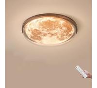 AoLa Plafonnier LED Lune intensité variable avec télécommande Lampe Lune 3D Plafonnier moderne Chambre d'enfant Garçon Fille Chambre de bébé Lampe décorative Design rond pour chambre à coucher,40CM