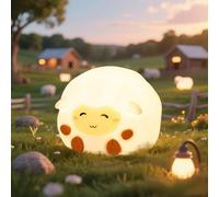 AoLa Veilleuse en Silicone Enfants Rechargeable avec 7 Couleurs Mouton Veilleuse 1200mAh Baby Light Dimmable Touch avec Fonction de minuterie Lampe de Chevet Rechargeable par USB Mignon Mouton Lampe