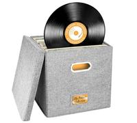 Aolawco Boîte de rangement pour disque vinyle de 30,5 cm, boîtier de rangement pour CD avec couvercle et poignées, boîtes de rangement pliables pour LP pouvant contenir jusqu'à 100+ disques simples