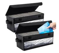 Aolawco Lot de 2 boîtes de rangement pour CD avec couvercle, 35 x 15 x 14 cm, 2 boîtes de rangement pour CD pouvant contenir 35 CD dans des boîtiers à bijoux, 70 CD dans des boîtiers fins et 180