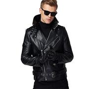 Aoleaky Veste courte en cuir synthétique pour le printemps, motif crocodile brillant, style designer unisexe, Noir , L