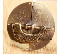 Aoleegatt 1 lot de serrures en fer pour tiroir, armoire, boîte à bijoux, coffre, porte, porte, poignées heurtoir et serrure vintage chinoise en forme de poisson