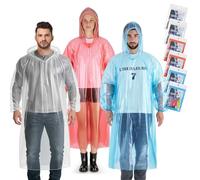 Aolegoo Lot de 6 ponchos imperméables avec manches et cordon de serrage, poncho épais et portable pour adulte, imperméable, idéal pour les festivals, le camping, les parcs à thème, Blanc + Bleu +