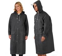 Aolegoo Poncho de Pluie Imperméable EVA - Réutilisable avec Capuche Unisexe, 2 Poches et Sac de Rangement pour Festivals, Camping et Randonnée (Noir)