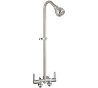 Aolemi Kit de douche extérieur, système de douche extérieur avec pomme de douche haute pression, robinet de douche extérieur à double poignée, centre de 80 cm, nickel brossé