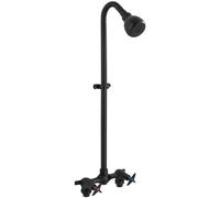 Aolemi Kit de douche extérieur, système de robinet d'extérieur avec pomme de douche haute pression, douche exposée à 2 poignées avec vanne de mélange en laiton, centre de 15,2 cm, sans porte-savon,