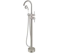 Aolemi Robinet de baignoire autonome à montage au sol Robinets de douche à haut débit avec céramique nickel brossé