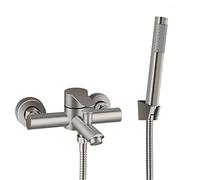 Aolemi Robinet de baignoire mural en nickel brossé avec douchette à main - 15,2 cm - En acier inoxydable SUS304
