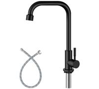 Aolemi Robinet de cuisine noir à eau froide uniquement Robinet de bar commercial Poignée à levier unique en acier inoxydable 304 monté sur un trou unique moderne