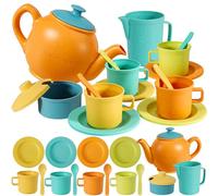 AOLEVA Service à Thé pour Enfants, Accessoire Cuisine Dînette Enfant Jouets en Plastique Cadeaux pour Enfants Filles Garçons 3 4 5 Ans