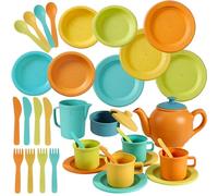 AOLEVA Service à Thé pour Enfants, Dînette Enfant Accessoire Jeux de Cuisine, Jouet de Cuisine Plastique Cadeaux pour Enfants Filles 3 4 5 Ans
