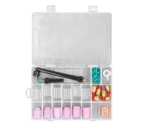 Aolidsive 40 Pièces Consommables de Soudage, Buses en Céramique Tasses en Verre Bouchons Arrière Clips D'électrode Courts Joints Toriques avec Couvercle Avant en PTFE pour Torche TIG WP9