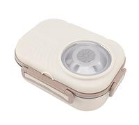 Aolidsive Boîte à Déjeuner de 1450 Ml, Récipients à Thermiques à Double Couche en Acier Inoxydable avec Baguettes et Ensemble de Cuillères, pour Enfants étudiants école Pique-nique (Blanc crémeux)