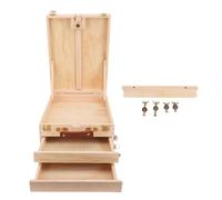 Aolidsive Boîte Pochade en Bois avec 2 Tiroirs - Chevalet D'art de Table Réglable pour Toile de 61 Cm - Boîte à Croquis Portable pour Peinture et Croquis en Extérieur