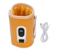 Aolidsive Chauffe-biberon, 21 Niveaux de Contrôle Précis de la Température, Affichage LED avec Cuir PU Haute Résistance, Peluche en Coton tricoté, pour Différentes Tailles de Biberons, Usage (Yellow)