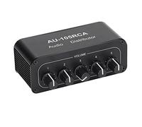 Aolidsive Commutateur Audio Bidirectionnel Commutateur Audio Stéréo en Alliage d'aluminium ABS avec et Répartiteur de à 5 Voies de 3,5 Mm pour Salle de Conférence, Utilisation en Studio à Domicile
