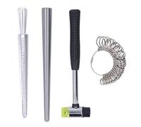 Aolidsive Ensemble de Calibreur de Mandrin d'anneau, Outil en Aluminium Robuste pour la Fabrication de Bijoux avec Marteau en Caoutchouc et Jauge de Mesure pour le Traitement des Fils