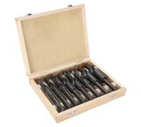 Aolidsive Jeu de 8 Forets en Acier Rapide, Forets à Tige Réduite HSS de 14 à 25 Mm pour Percer l'Acier et le Cuivre, Coffret en Bois Industriel Inclus