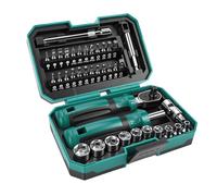 Aolidsive Jeu de Clés à Cliquet et Tournevis, 10 Douilles 24 Embouts 2 Barres D'extension, avec Poignée Magnétique et Joint Universel, pour Réparations Domestiques et Assemblage de Meubles