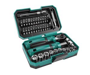 Aolidsive Jeu de Clés à Cliquet et Tournevis, 10 Douilles 24 Embouts 2 Barres D'extension, avec Poignée Magnétique et Joint Universel, pour Réparations Domestiques et Assemblage de Meubles