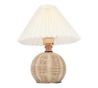 Aolidsive Lampe de Table Plissée, Abat-jour en Lin, Base en Rotin, Lampe de Chevet à Lumière Jaune Douce avec un Design plissé Unique pour Chambre à Coucher, Chambre de Fille (Beige)