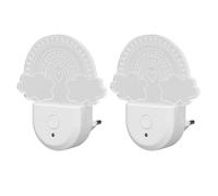 Aolidsive Lot de 2 Veilleuses Murales à Brancher en Acrylique RVB avec Capteur de Lumière et Bouton, Motif Nuages arc-en-ciel, Lampe économe en énergie pour Couloir de Chambre à Coucher (Modèle de