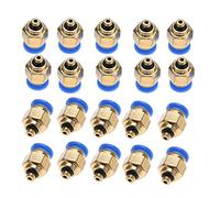 Aolidsive Raccords Pneumatiques Rapides 20 Pièces Connecteur de Tuyau d'Air de 4 Mm, Filetage M5 Droit Enfichable pour Tuyau en PU, Kit d'outils à Air comprimé Propre Haute Pression 1,32 MPa pour