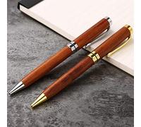 Aolidsive Stylos à Bille Roulante Rétractables Twist, Stylo à Bille en Bois, Taille 14 Cm, Parfaits pour une Utilisation Scolaire et Professionnelle (Doré)