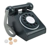 Aolidsive Téléphone à Cadran Rétro de Simulation en Bois, Jouet Rose pour Enfants pour l'éducation Précoce, Encourage Le Jeu Imaginatif et Les Compétences de Communication (Black)
