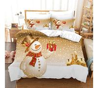 AOLIGL Housse de Couette 240x260 Bonhomme De Neige De NoëL Parure de Lit 2 Personnes Microfibre,Doux et Confortable Housse de Couette Imprimée avec Fermeture Éclair et 2 Taies d'oreiller 65x65 cm