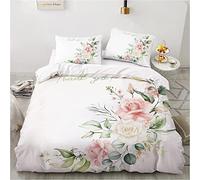 AOLIGL Housse de Couette 240x260 Fleurs Roses Parure de Lit 2 Personnes Microfibre,Doux et Confortable Housse de Couette Imprimée avec Fermeture Éclair et 2 Taies d'oreiller 65x65 cm