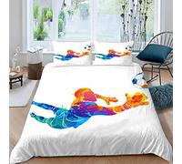 AOLIGL Housse de Couette Enfant 140x200 Gardien De But De Football Parure de Lit 1 Personne Microfibre Housse de Couette des Sports Ado Zippée Ensemble De Literie avec 2 Taie d'oreiller