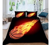 AOLIGL Parure de lit 3 pièces en polyester avec housse de couette 3D et fermeture éclair pour lit super king size Motif ballon de basket