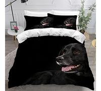 AOLIGL Parure de lit Chien, Chien Labrador Noir Housse de Couette 240x260cm, Noir Ensemble De Literie Animaux Domestiques Animaux Chien,Housse de Couette 2 Personnes Adultes
