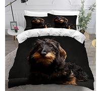 AOLIGL Parure de lit Chien, Chiot Teckel Housse de Couette 220x240cm, Le Noir Ensemble De Literie Animaux Domestiques Animaux Chien Housse de Couette Adolescents Adultes